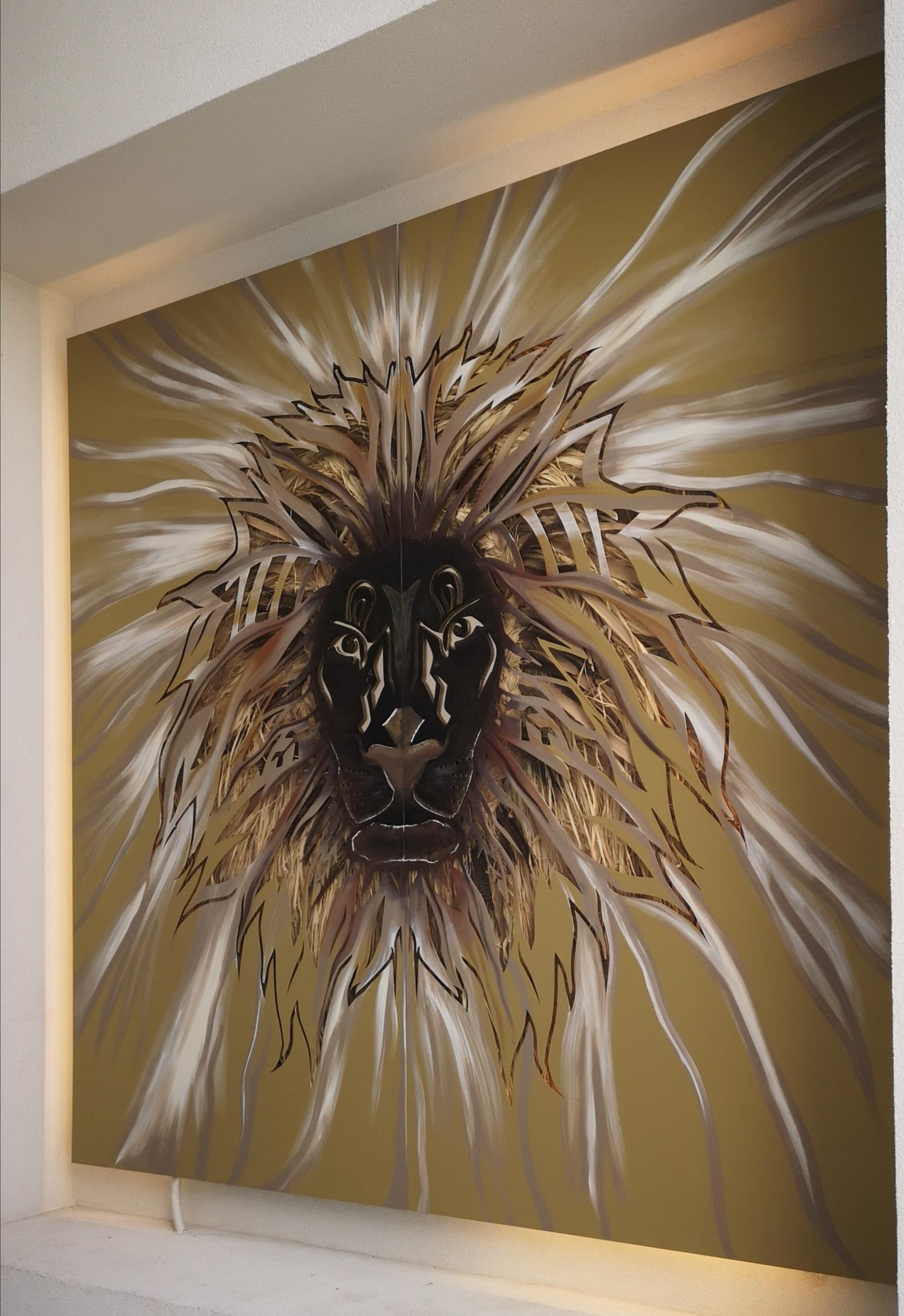 tableau moderne en acier d'aslan le lion montpelliier